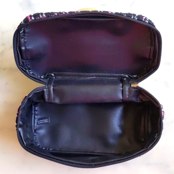 NWT.Lancome Multicolor Plaid/PVC w/Handle & Pencil/Brush Holder Cosmetic Bag Set - Picture 3 of 7